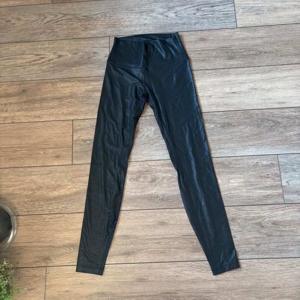 Lululemon Black Align High Rise Shine Pants 28" Shimmer size 6 - Picture 2 of 5